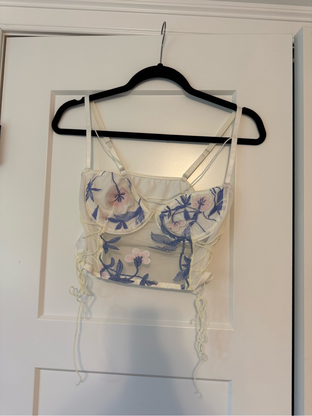 Ivory Floral Mesh Corset Cami Top